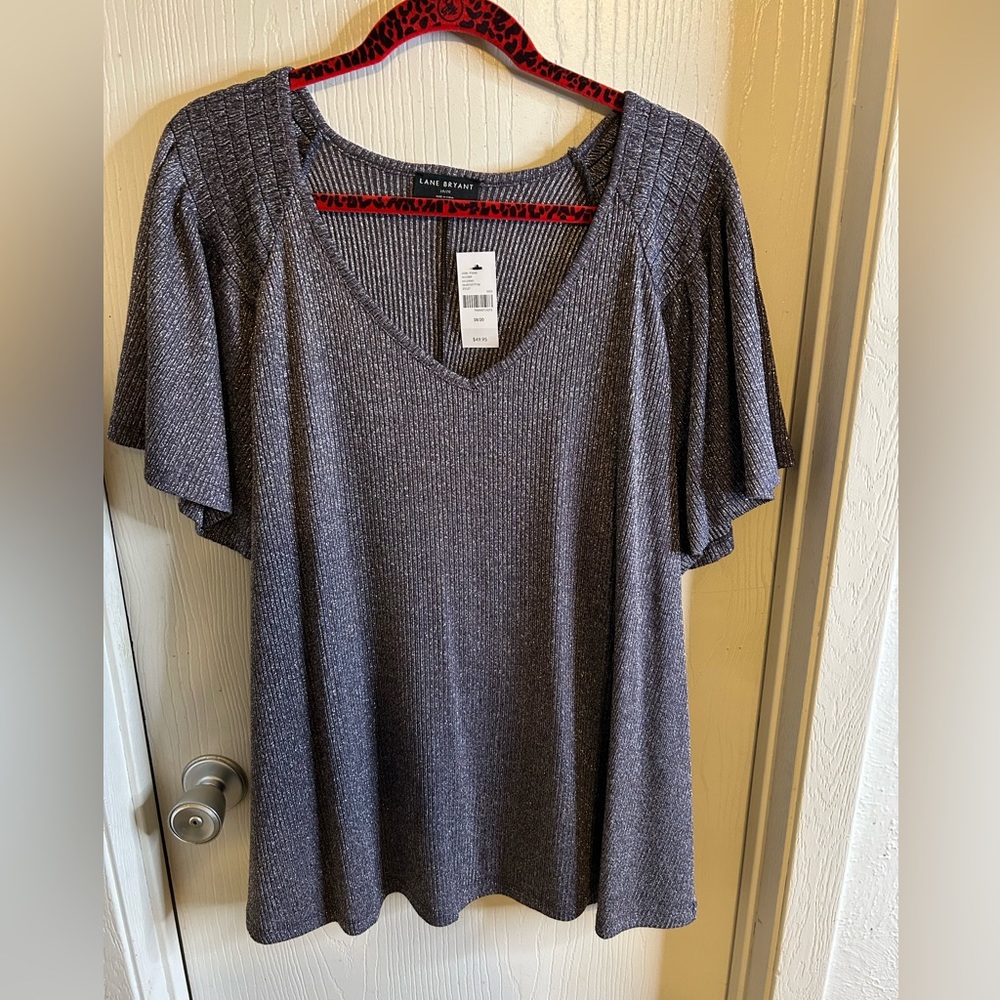 Lane Bryant V-Neck Metallic Top